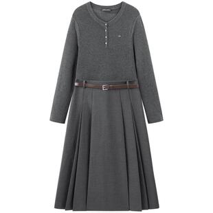 【商场同款】太平鸟羊毛混纺针织拼接连衣裙女miu系长袖A1FAF3512