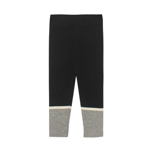 大耳象女童拼接毛线加绒打底裤冬季新款宝儿百搭保暖弹力厚裤子