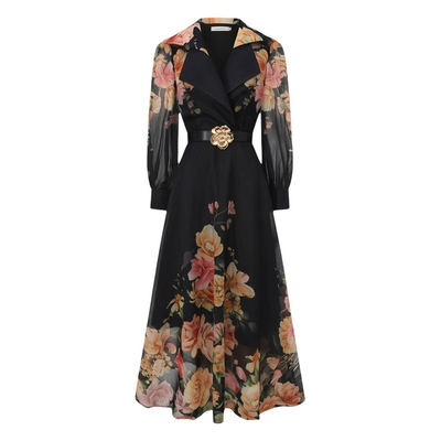 度假拍照好看彩色花卉大码礼服裙