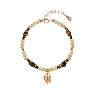 AMO一叶知秋原创虎眼石贝壳手链复古小众设计高级感精致串珠手饰