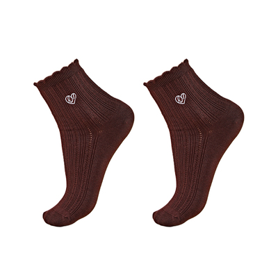 鹿人袜子女款百棉刺绣中筒袜