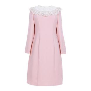 辣妈起义冬季颜值大码女装胖MM穿搭气质中长款减龄蕾丝圆领连衣裙