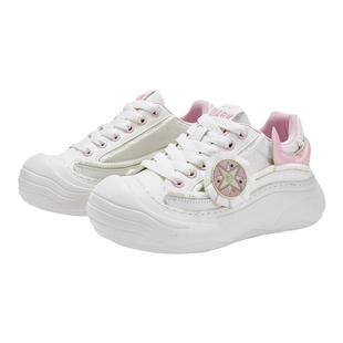 马克华菲星月厚底小白鞋2025夏季新款百搭开口笑休闲运动板鞋女鞋