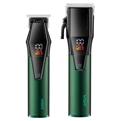 VGR专业发廊理发器套装电推剪充电式数显子母雕刻剃头电推子正品