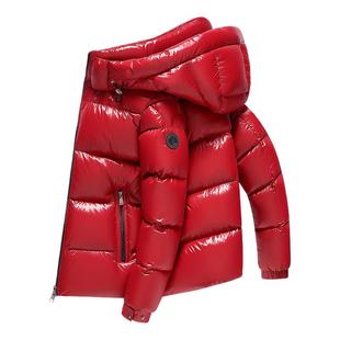 马克华菲时尚亮面轻奢可拆连帽羽绒服2025秋冬新款潮流外套男上衣