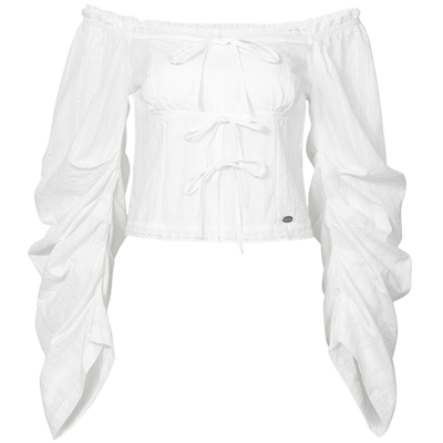 GUUKAHERO一字领短款长袖衬衫