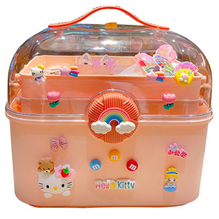 女孩头饰收纳盒可爱大容量化妆盒儿童公主多层分格发饰女童首饰盒