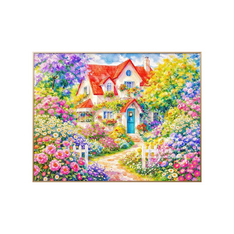 diy珠光仙尘钻方钻欧式花园童话别墅小屋钻石画魔方钻十字绣新款