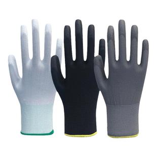 薄款PU涂掌手套劳保耐磨工作带胶防滑透气打包劳动防护无尘防静电