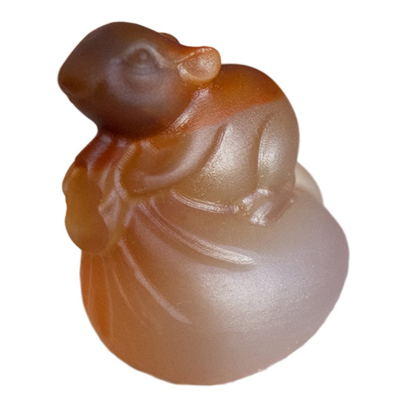 天然玛瑙生肖鼠茶庞摆件