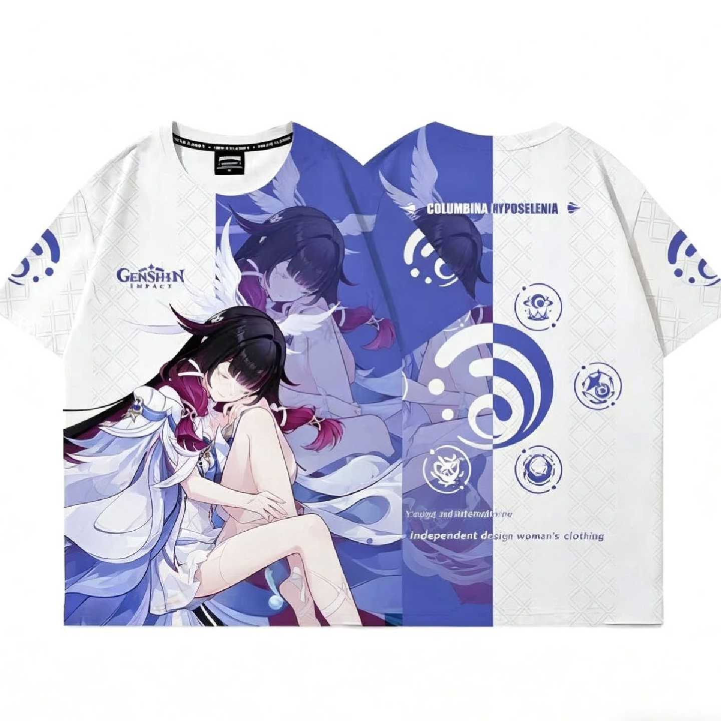 原神夏季cos少女哥伦比娅3D印花圆领痛衣青少年潮流百搭