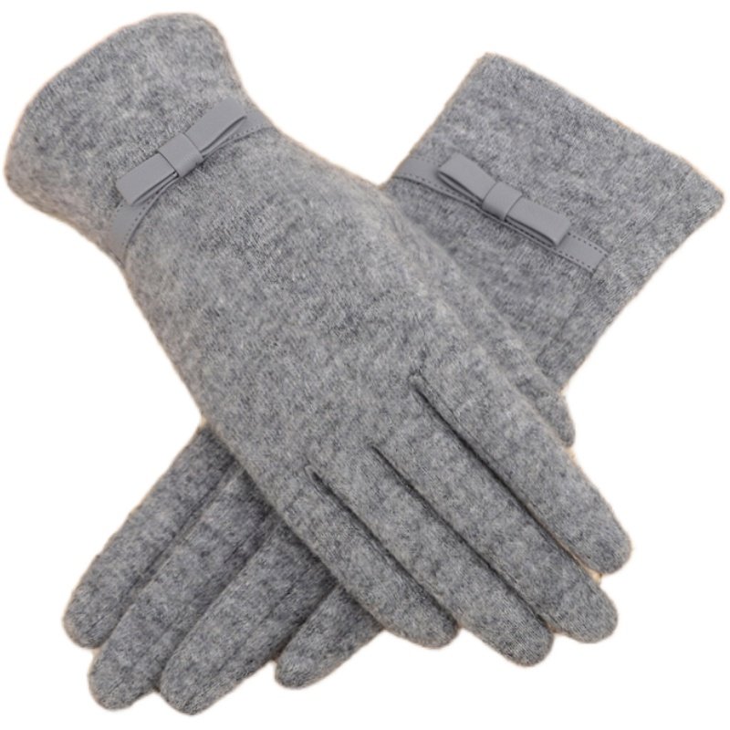 春秋冬新款单女士羊毛手套保暖分指骑行触屏韩版老中青年时尚装饰