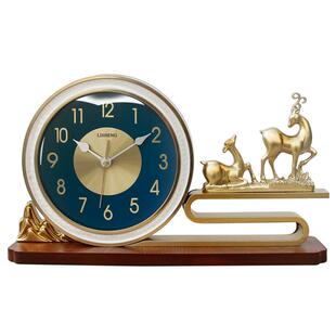 丽盛轻奢座钟静音客厅新中式摆件大时钟酒柜台钟金属创意石英钟表