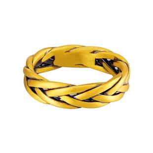 周大生黄金酷黑金戒指足金编织戒指手指男友对象父亲节日生日礼物