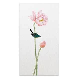 荷花玻璃贴纸透光不透明卧室卫生间浴室窗户贴纸防走光玻璃防窥膜