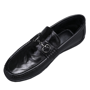 真皮豆豆鞋男款潮流百搭冬季加绒保暖一脚蹬软底休闲皮鞋男乐福鞋