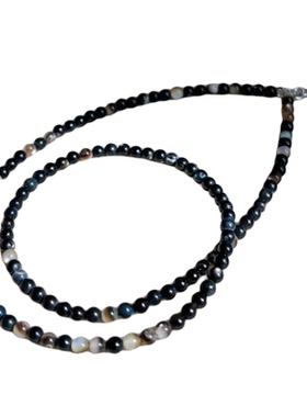 素心 一条简单朴素天然黑蝶贝项链女纯银锁骨链禅意松弛可调节