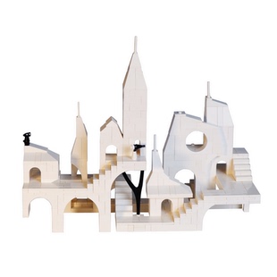 城堡积木/X1水之城/纪念碑谷白色小颗粒拼装建筑大人礼物水下城堡