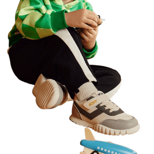 PONY儿童老爹鞋胜利鞋秋季新款复古灰白魔术贴百搭透气休闲运动鞋