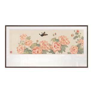 新中式牡丹客厅沙发背景墙装饰画酒店别墅餐厅芳菲蝶舞艺术家挂画