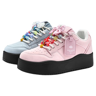 蜡笔小新鞋子女鸳鸯色多巴胺板鞋春夏学生可爱厚底增高运动休闲鞋