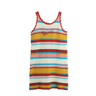 徐紫茵同款LALABOBO24夏复古休闲条纹字母吊带连衣裙|LBDB-WLZY22