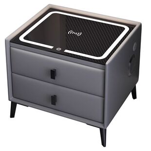 免安装智能床头柜指纹锁现代简约多功能无线充电带灯卧室床边柜子