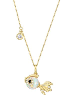 印象瑞红合成欧泊银饰女项链