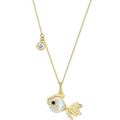 印象瑞红合成欧泊银饰女项链