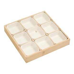 客厅干果盒瓜子零食盘带盖木质托盘点心盘KTV酒店商用果盘带碗碟