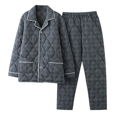 可外穿夹棉冬季大码男款保暖睡衣