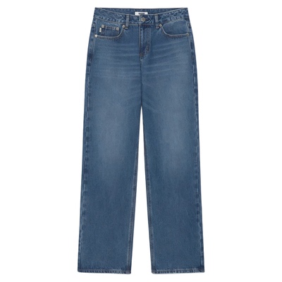 经典款蓝色牛仔裤2026夏季新品韩国GL*WNY宽松复古阔腿直筒长裤女