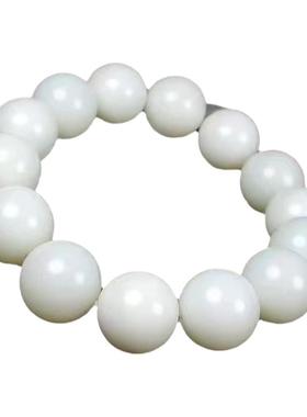 圆珠手串牛奶白和田玉手串羊脂