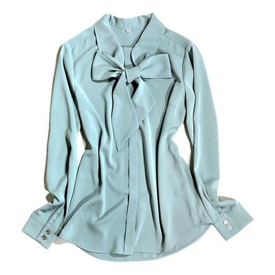 长袖雪纺衬衫OFFIY飘带通勤宽松