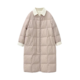 专柜灯芯绒拼接棉服女秋冬夹棉外套中长款长过膝冬装韩系宽松棉袄