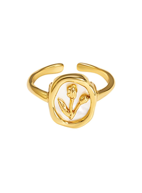 EVESENSE天然白贝郁金香戒指