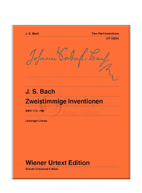 巴赫 二部创意曲 BWV772-786 钢琴独奏 带指法 维也纳 原版 乐谱书籍 Bach Two Part Inventions for piano UT50254