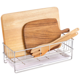 304不锈钢杂物收纳筐窄款放蔬菜砧板餐边柜置物架厨房台面沥水篮