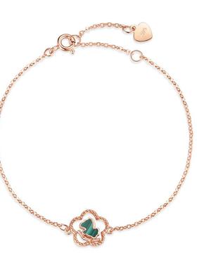 vana孔雀石竹马手链女纯银新款