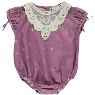 ins爆款2021春夏款BeBe Organic同款浆果紫可爱长袖哈衣连衣裙