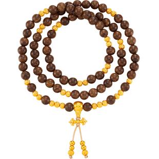 明牌珠宝古法黄金金刚杵手串 多宝系列足金菩提珠木珠手链AFK0420