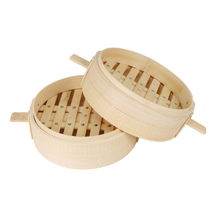 竹杉缘蒸笼家用竹制小笼包商用双柄笼屉包子馒头蒸架竹编篦子蒸格