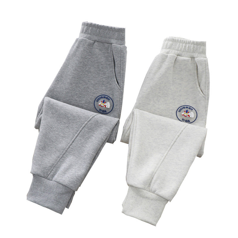 男童春装裤子春秋冬纯棉夹裤双层加厚休闲奥特曼儿童运动卫裤棉裤