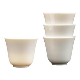 六个装高白瓷茶杯套装家用纯白玉瓷品茗杯喝茶功夫小茶杯茶具配件