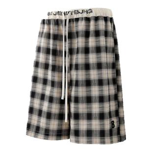 BJHG不计后果轻薄格子短裤男款夏季2025新款潮牌宽松休闲五分裤子