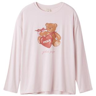 gelato pique25秋冬新品女睡衣爱心小熊长袖T恤家居服PWCT255238
