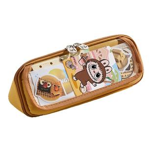 嗨士袋 翻盖三角笔袋2025年新款高颜值文具盒透明ins风痛包女孩款铅笔盒小众不撞款便携小学生文具袋大容量