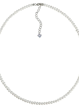 方糖家天然强光珍珠纯银项链女