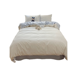 日系纯色床上四件套夏天非全棉纯棉2024新款被套床单人宿舍三件套