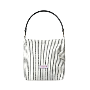 冷黑曼特 复古提花条纹通勤托特包女单肩包设计感度假风手提包